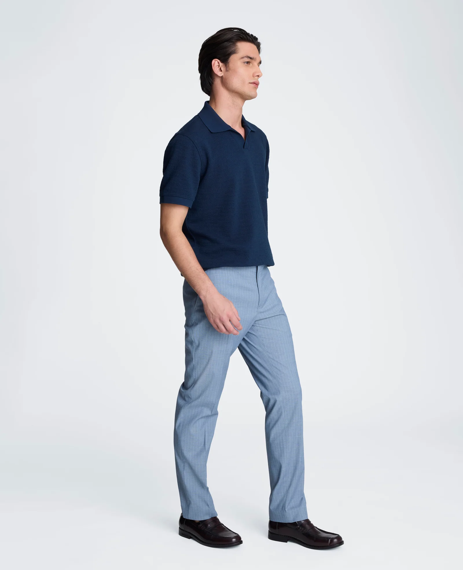 Short Sleeve Johnny Collar Polo with Ribbing - Image 4