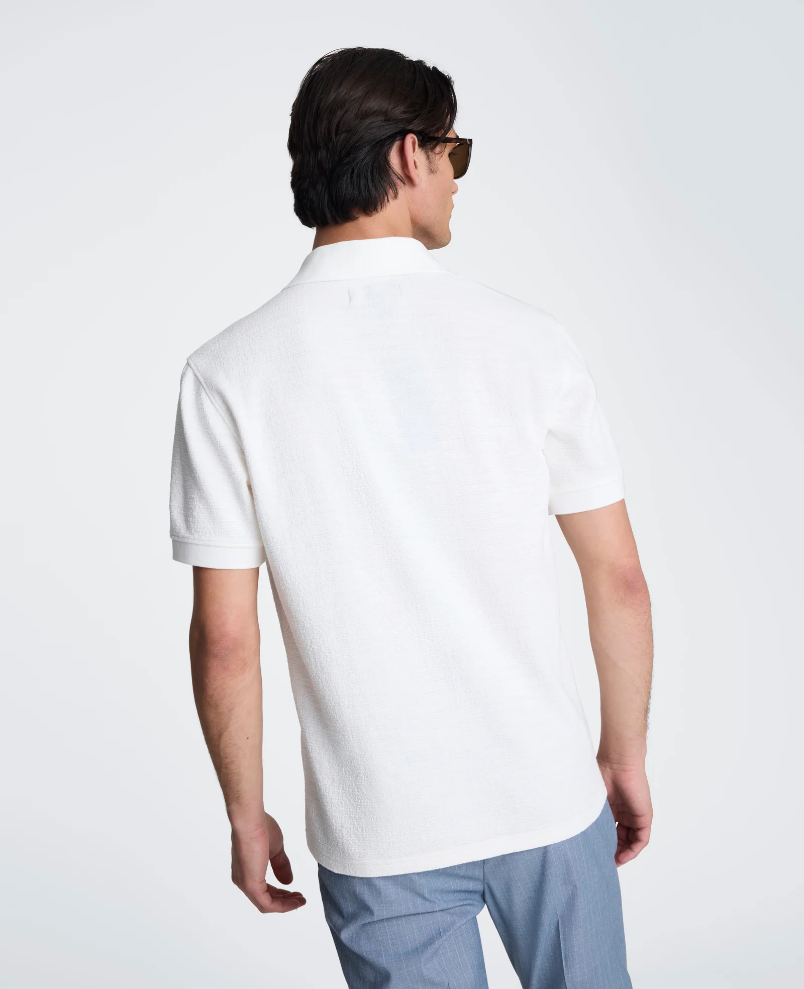 Short Sleeve Johnny Collar Polo with Ribbing - Image 2