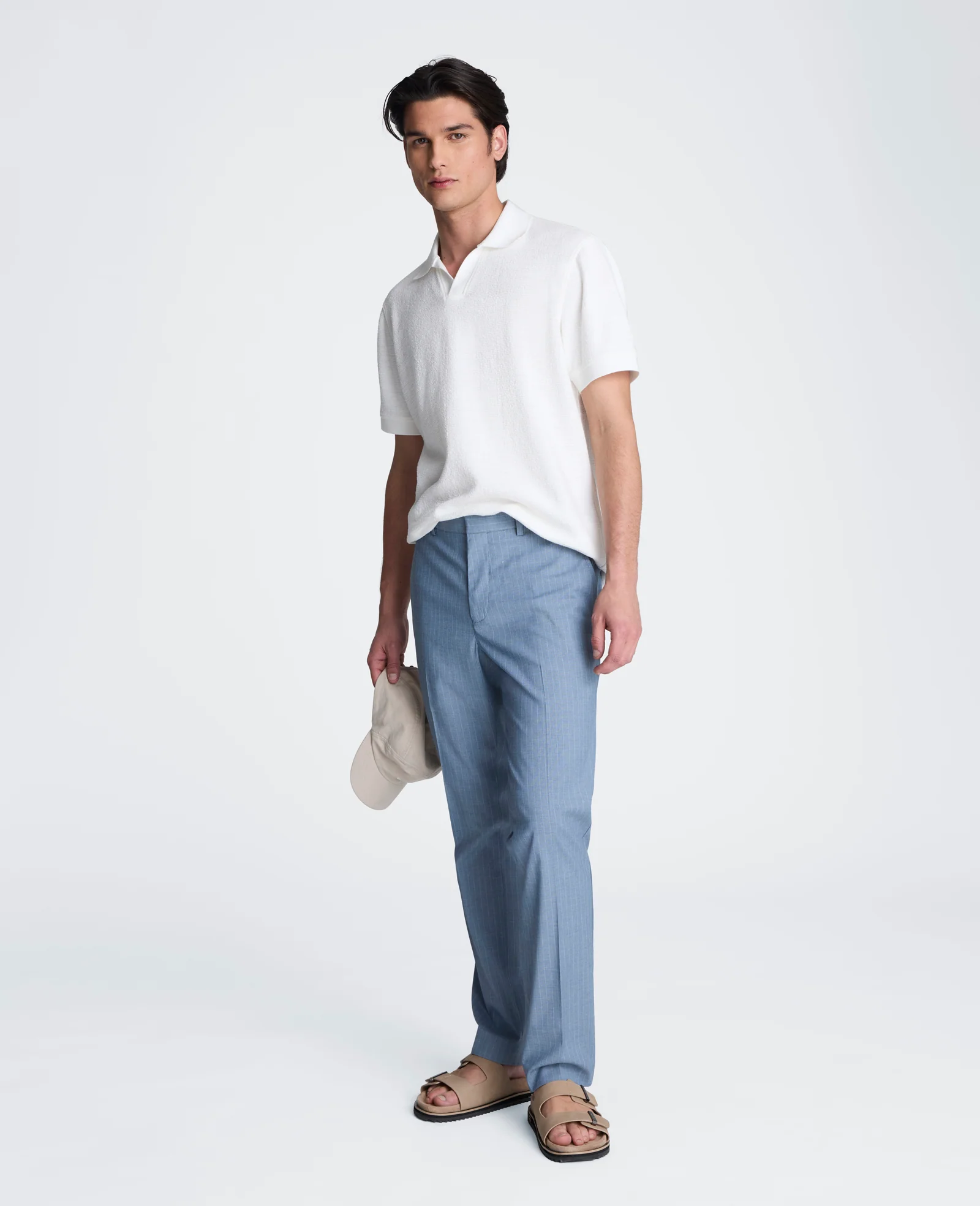 Short Sleeve Johnny Collar Polo with Ribbing - Image 4