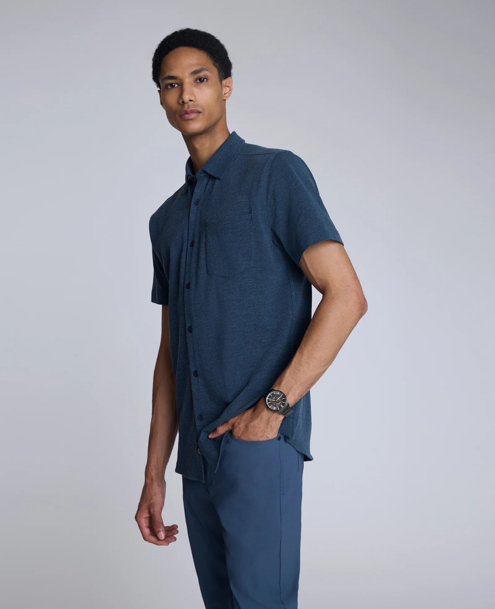 Short Sleeve Sportshirt with Chest Pocket - Image 4