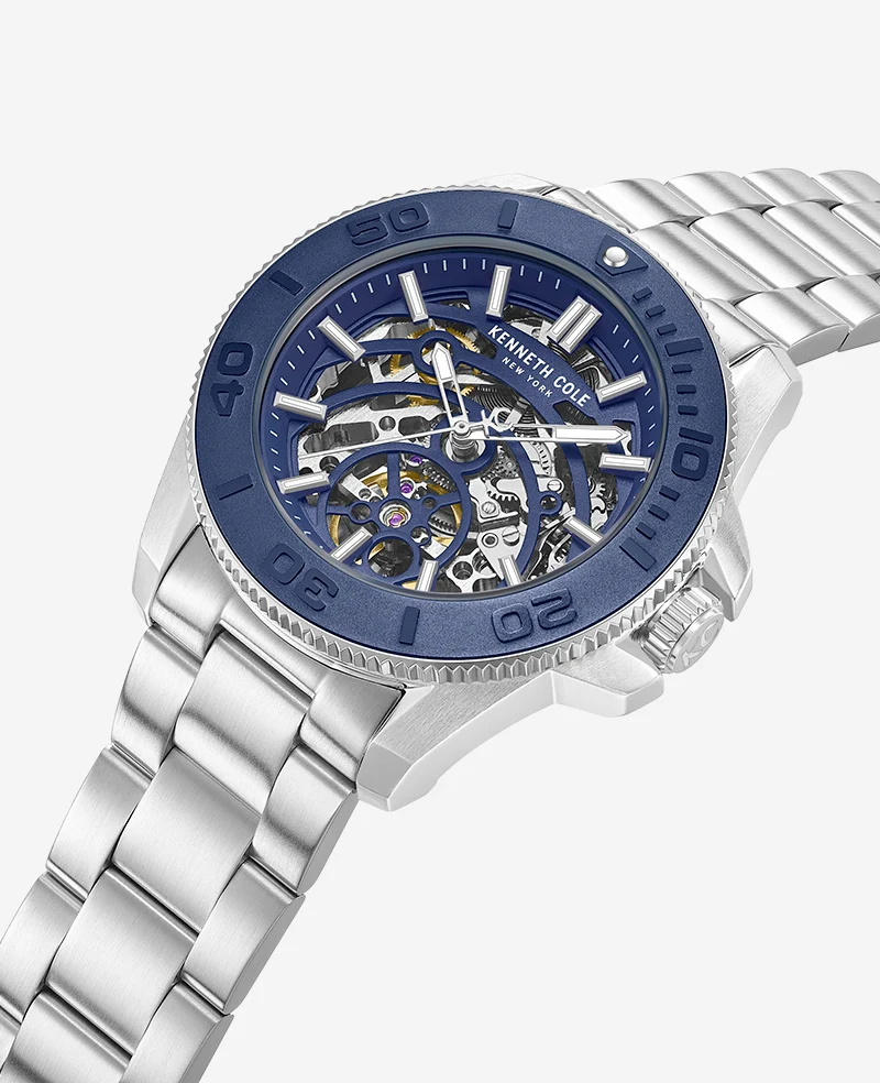 Skeleton Automatic Blue Contrast Dial Bracelet Watch - Image 2