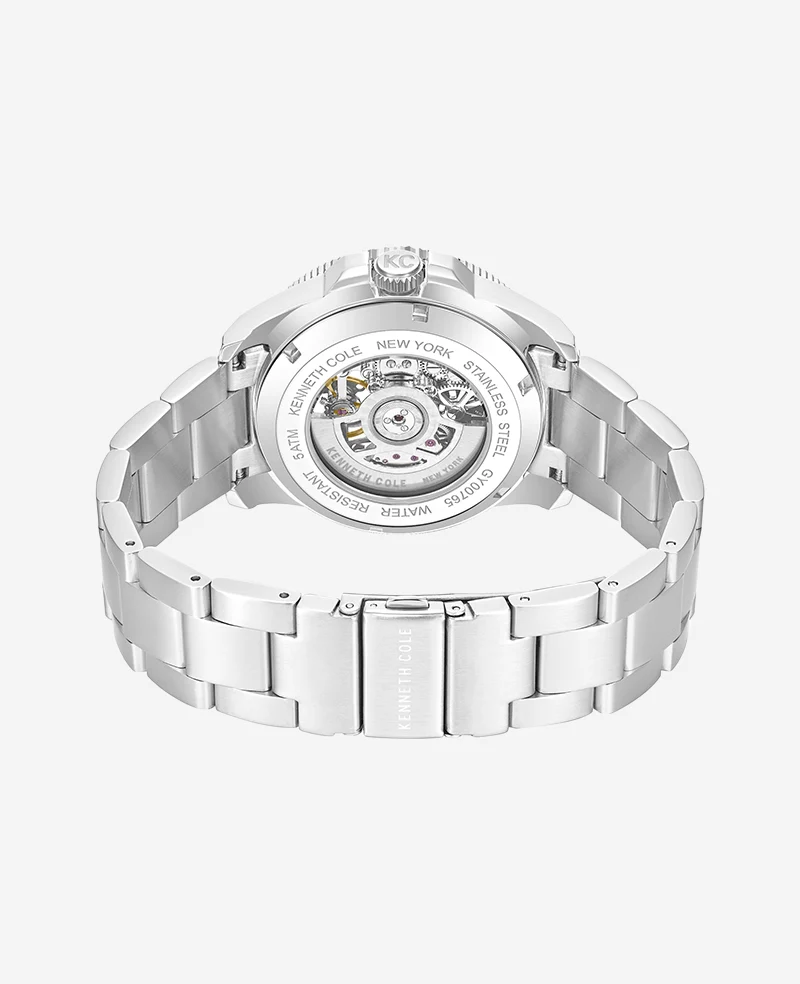 Skeleton Automatic Blue Contrast Dial Bracelet Watch - Image 5