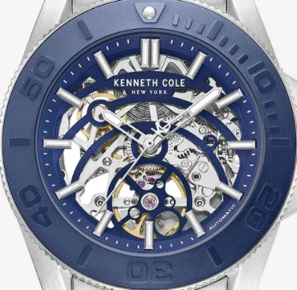 Skeleton Automatic Blue Contrast Dial Bracelet Watch - Image 6