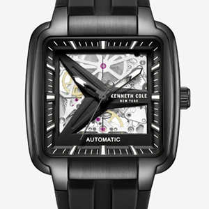 Skeleton Automatic Black Silicone Strap Watch - Image 6