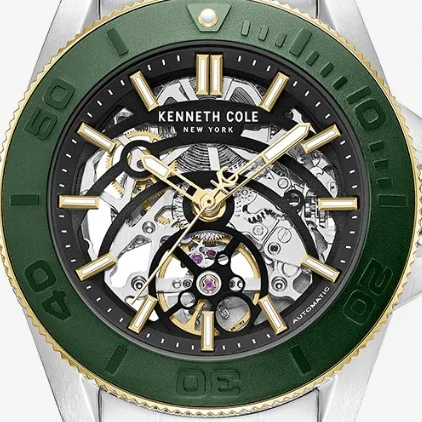 Skeleton Automatic Green Contrast Dial Bracelet Watch - Image 6