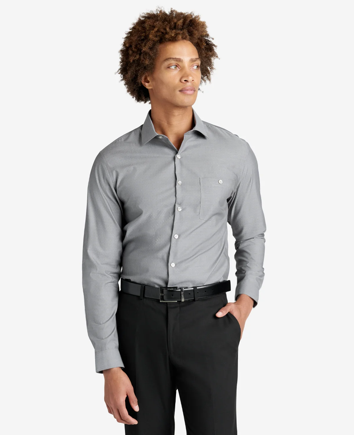 Slim-Fit Button-Down Stretch Dress Shirt with TEK FIT - Image 4