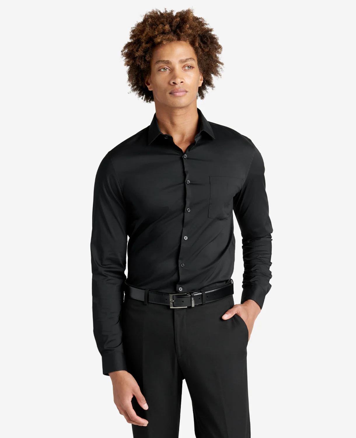 Slim Fit Sustainable Stretch Collar Solid Dress Shirt - Image 4