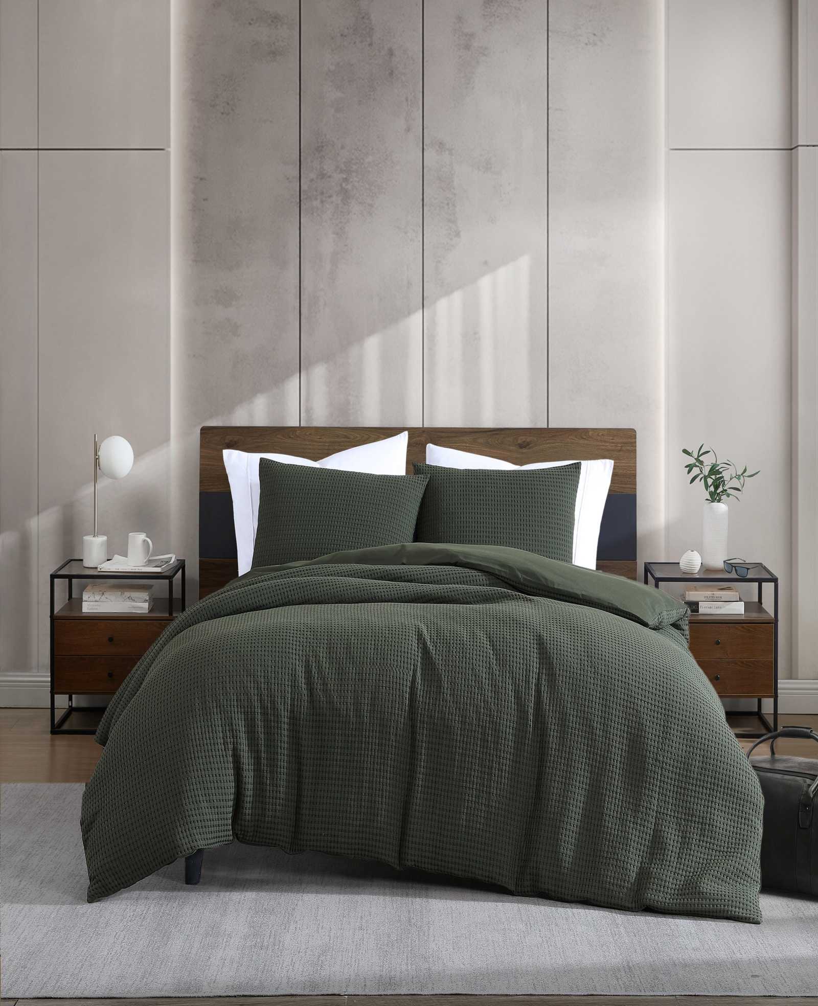 Solid Waffle Comforter Set