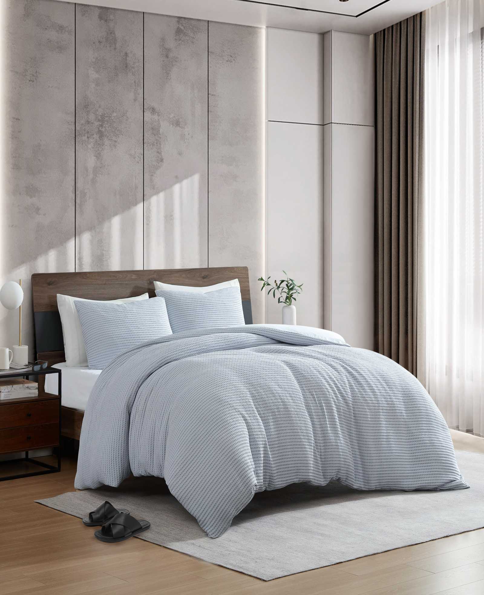 Solid Waffle Duvet Set - Image 2