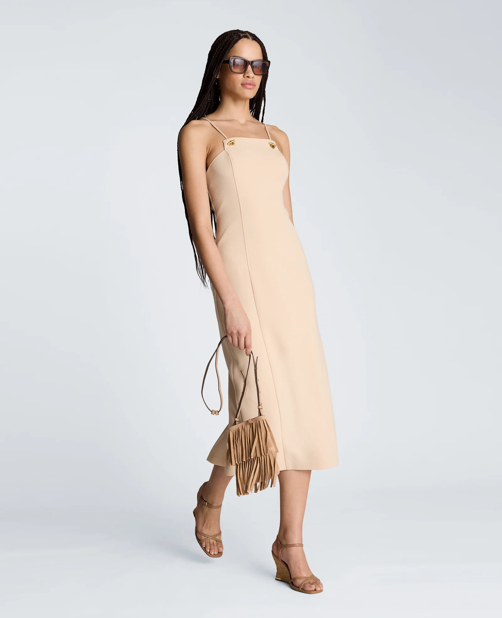 Square Neck Grommet Midi Dress - Image 4