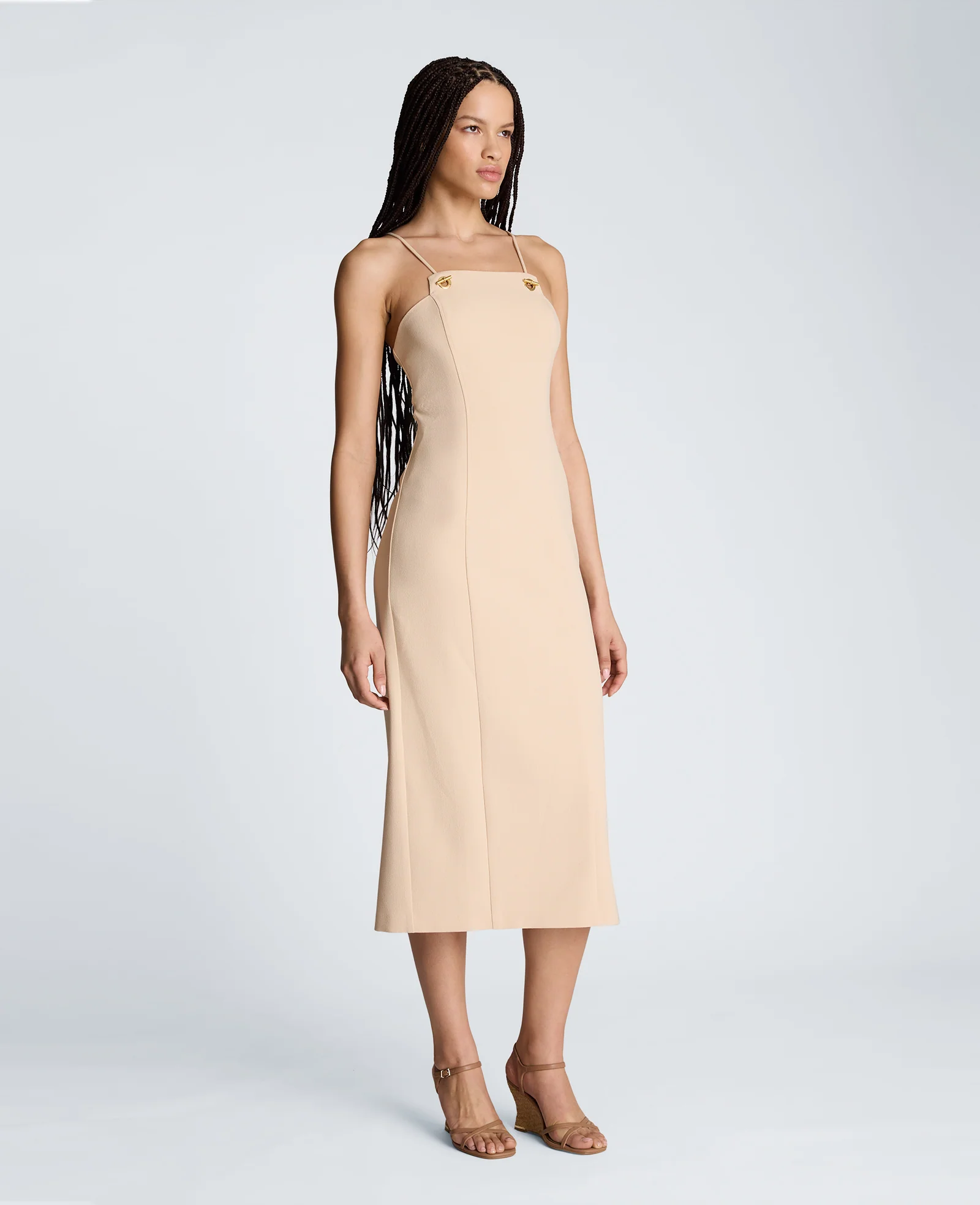 Square Neck Grommet Midi Dress - Image 5