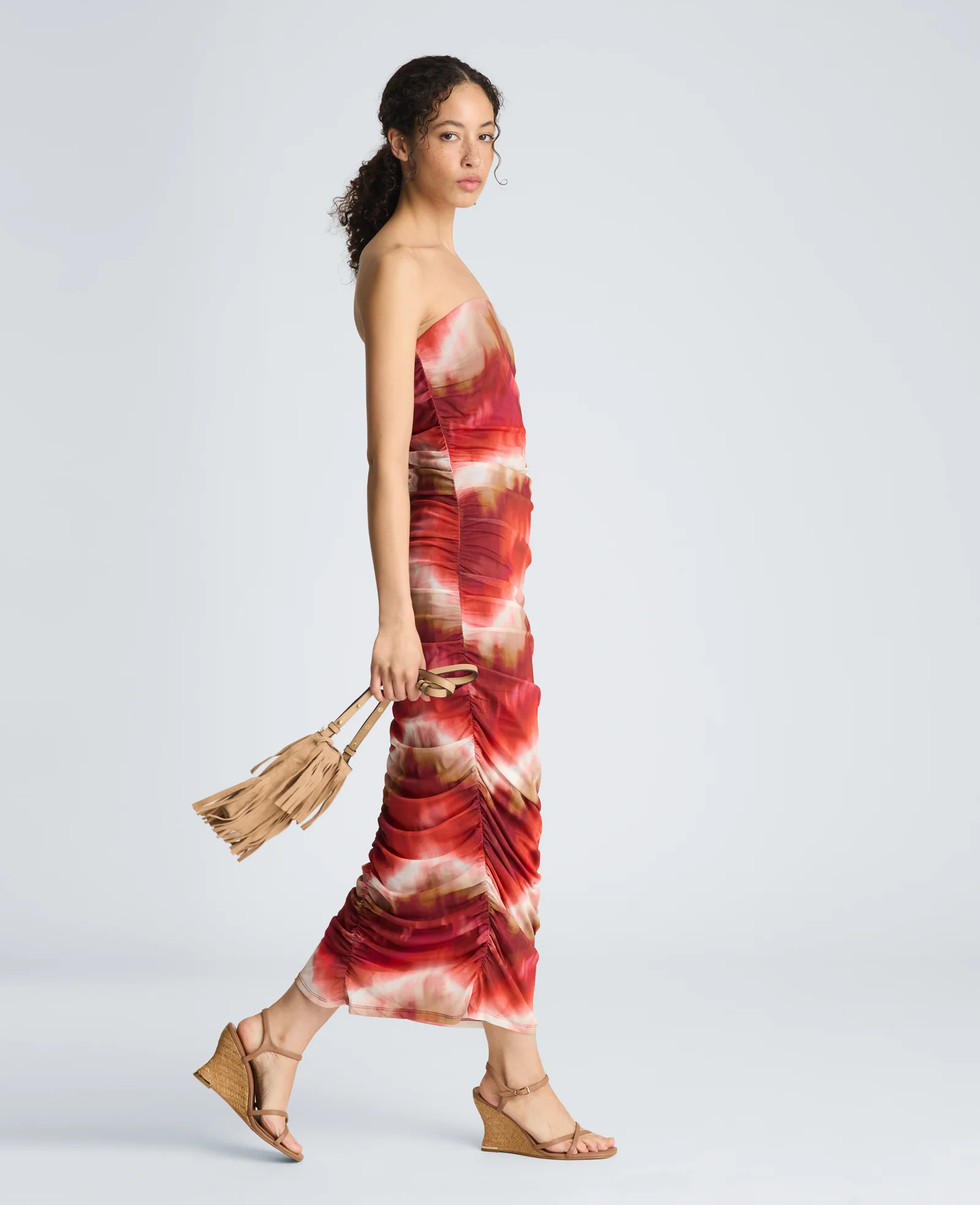 Strapless Ruched Midi Dress - Image 4