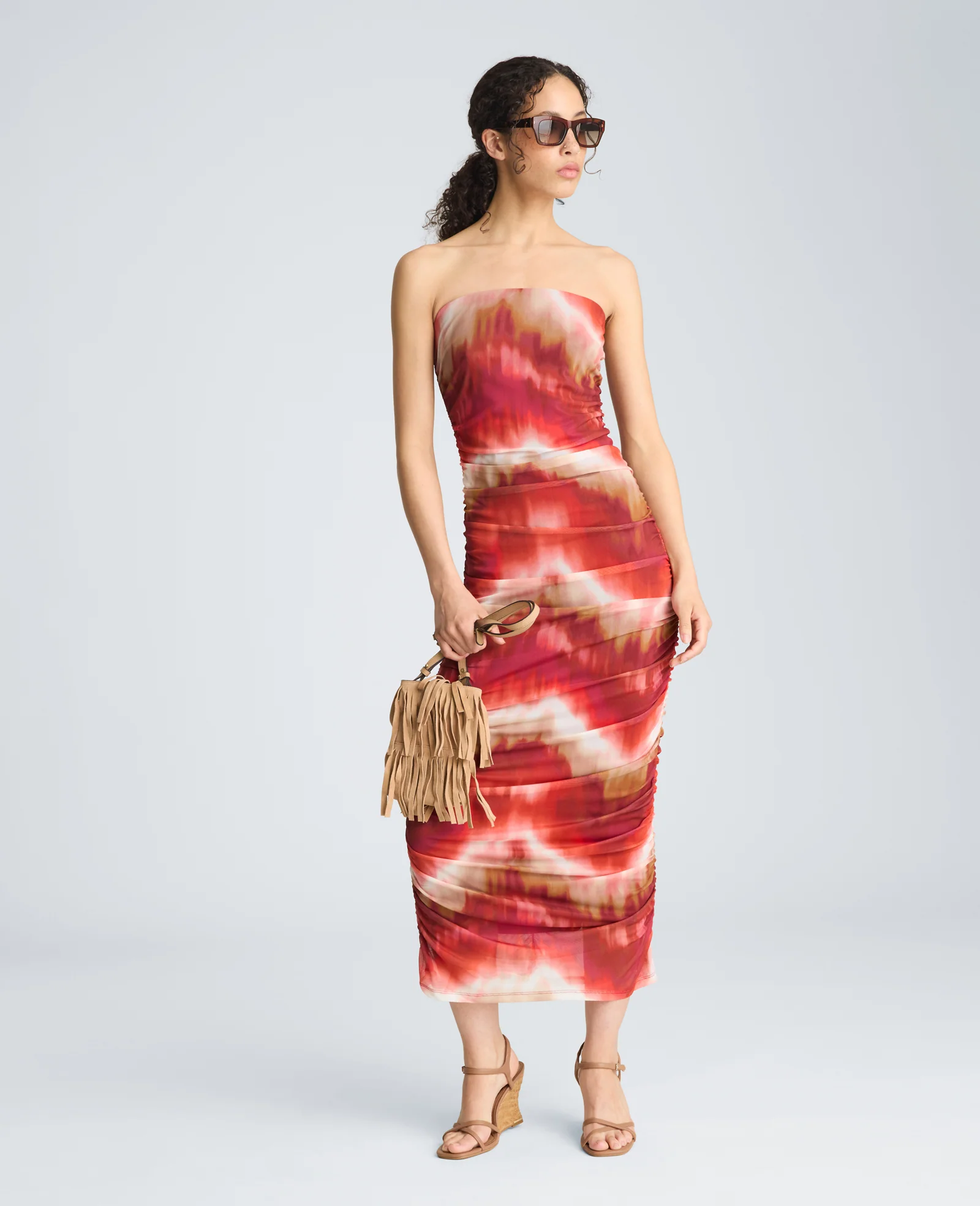 Strapless Ruched Midi Dress - Image 5