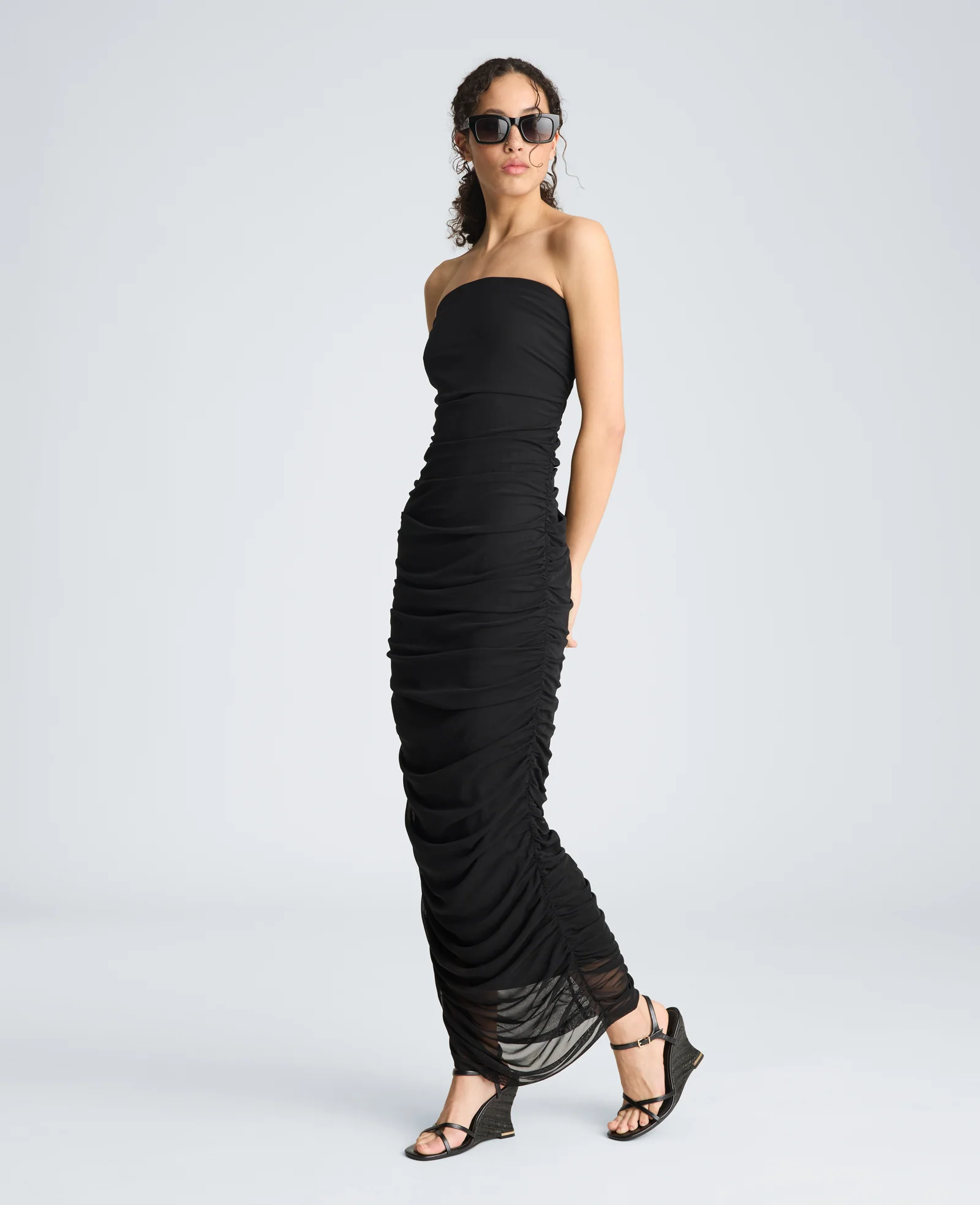 Strapless Ruched Midi Dress - Image 4