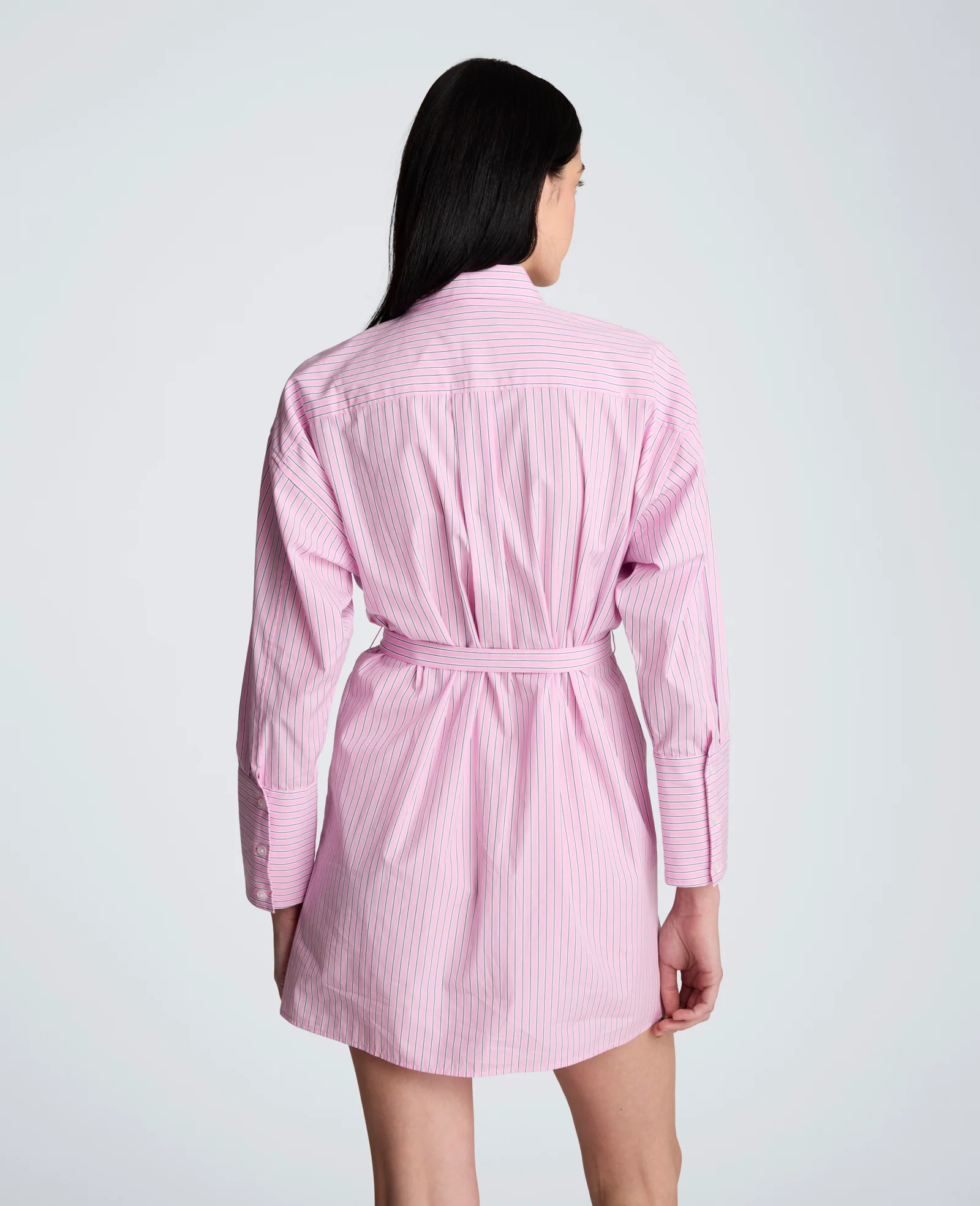 Striped Poplin Drop Shoulder Short Shirt Dress - Image 3