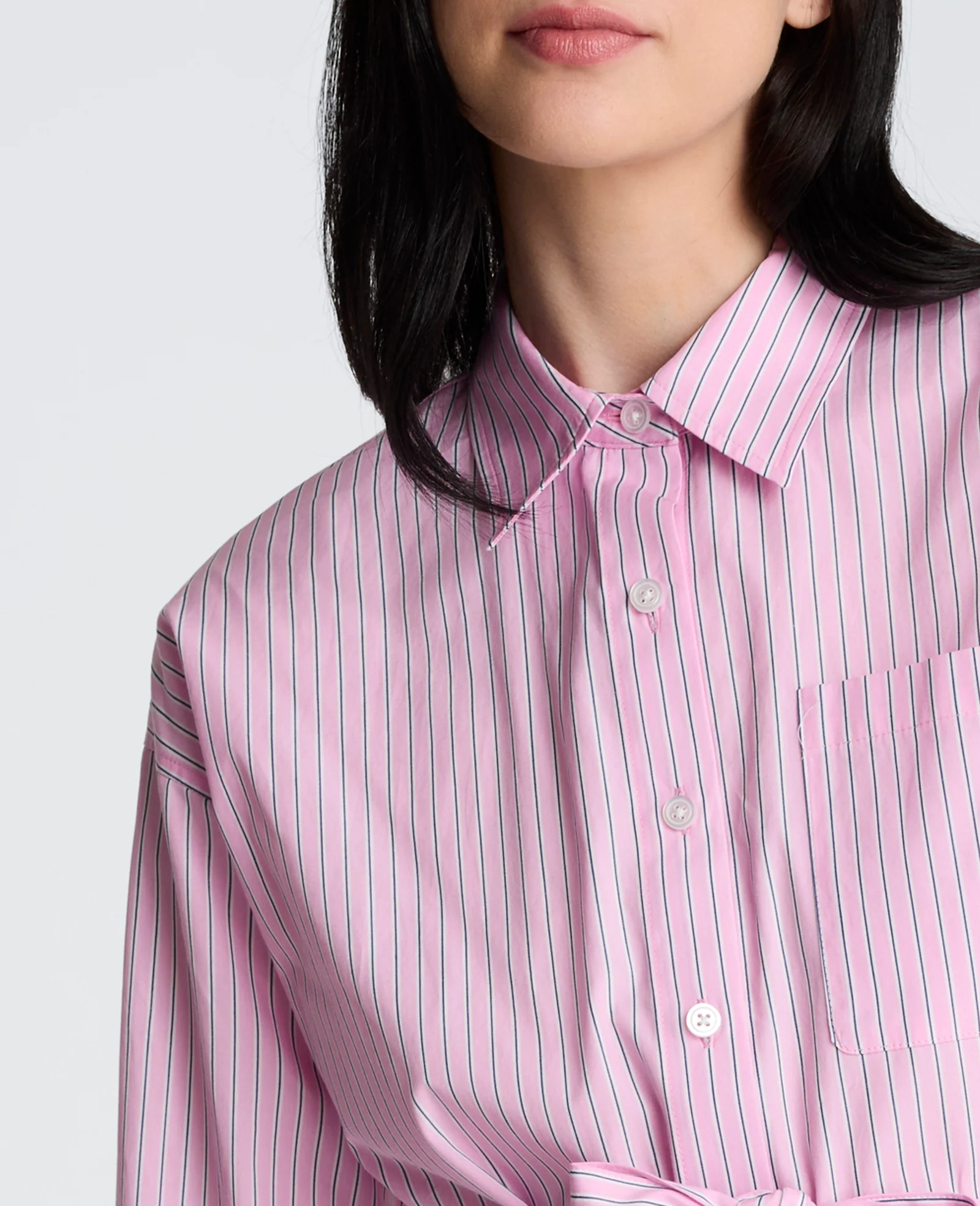 Striped Poplin Drop Shoulder Short Shirt Dress - Image 5