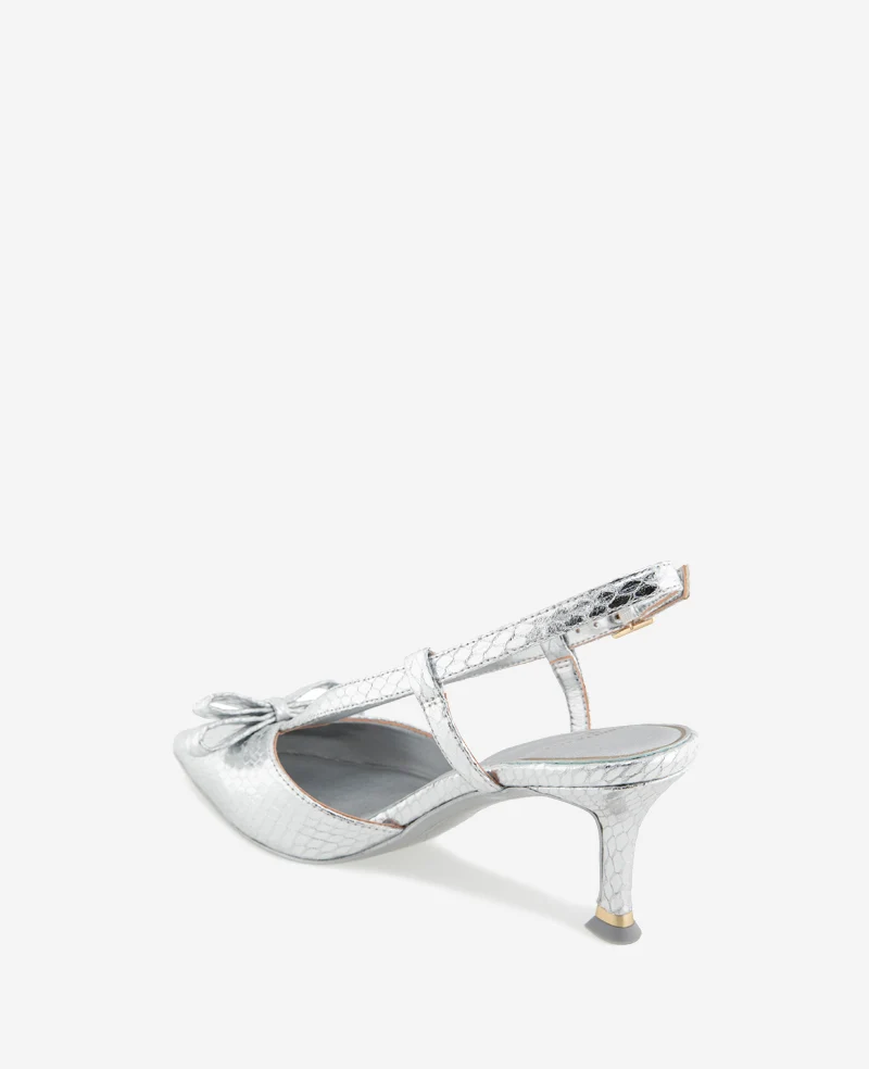 Umayra Metallic Snake Slingback Kitten Heel - Image 3