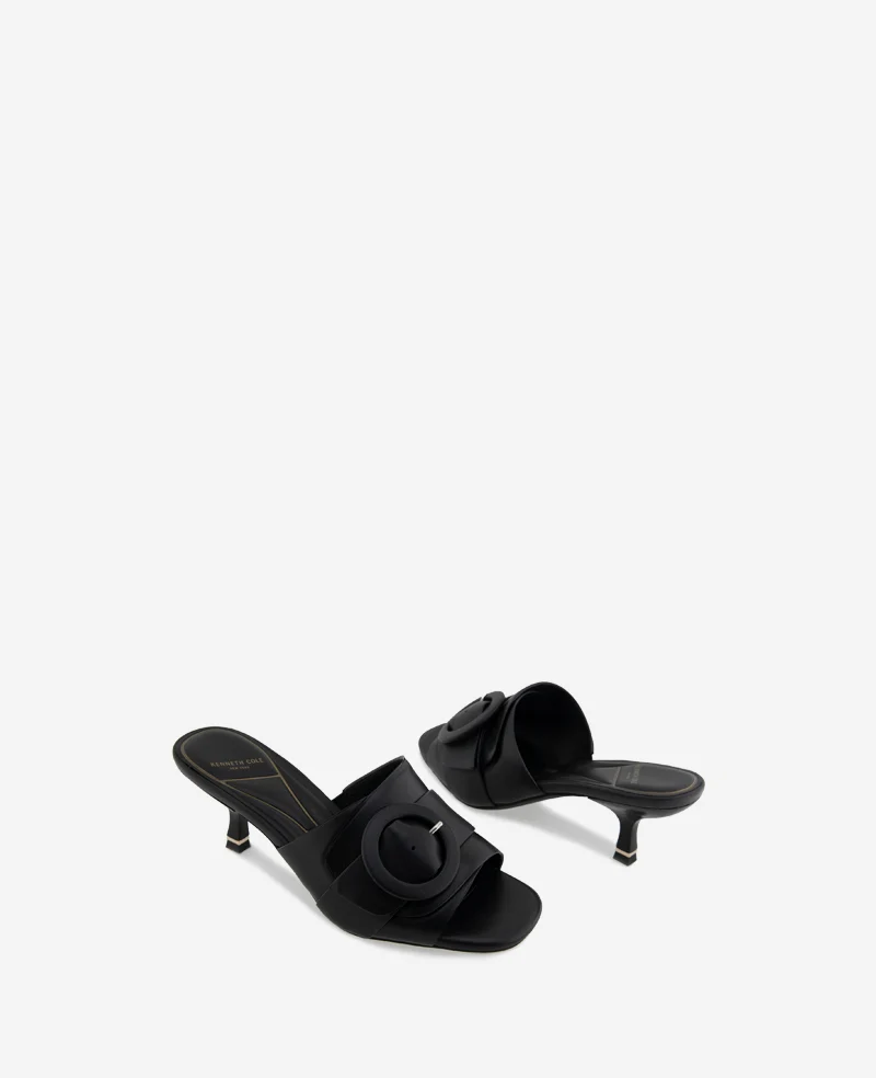 Valentina Leather Kitten Heel Slide Sandal - Image 2