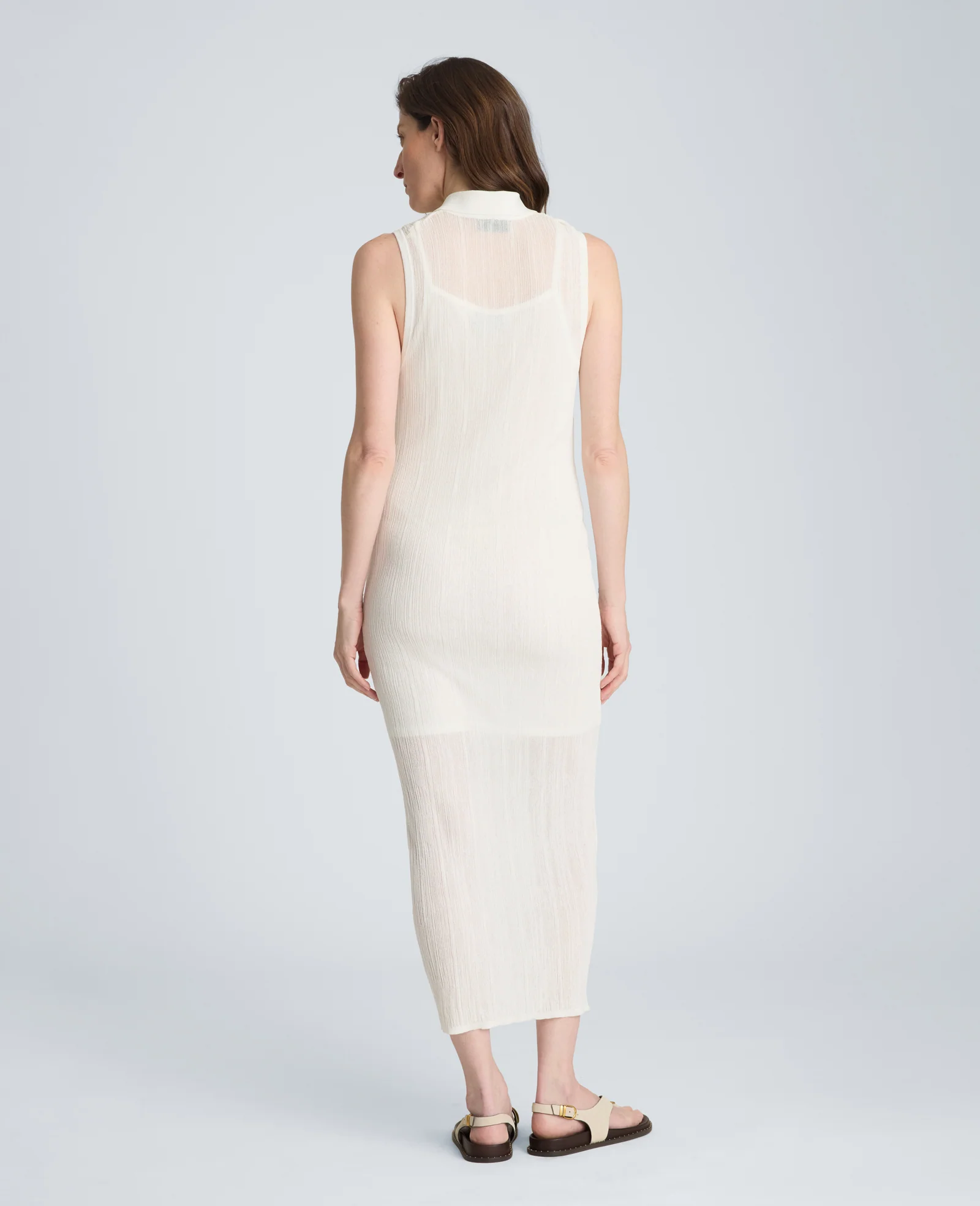 Varigated Polo Cap Sleeve Sweater Dress - Image 2