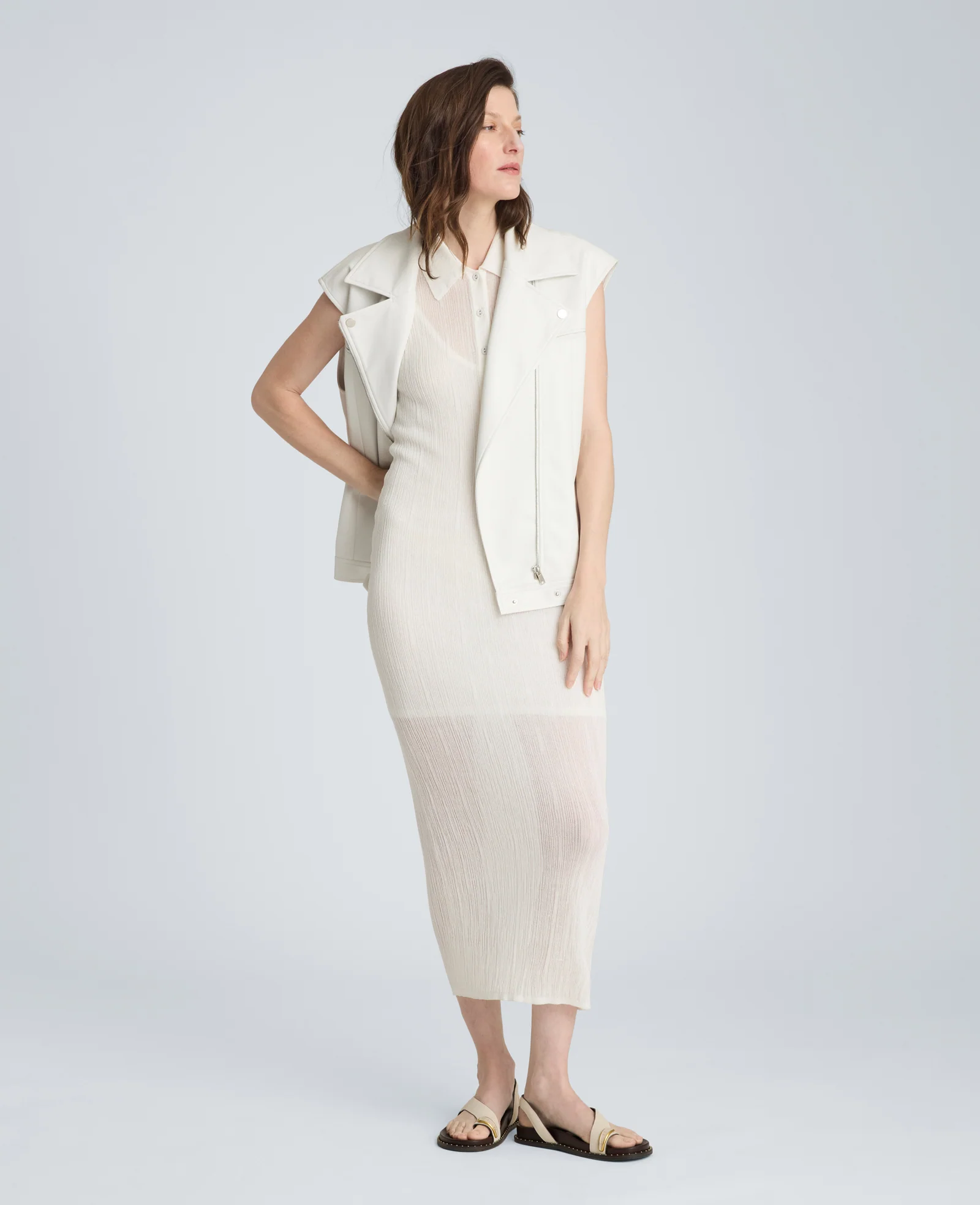 Varigated Polo Cap Sleeve Sweater Dress - Image 4