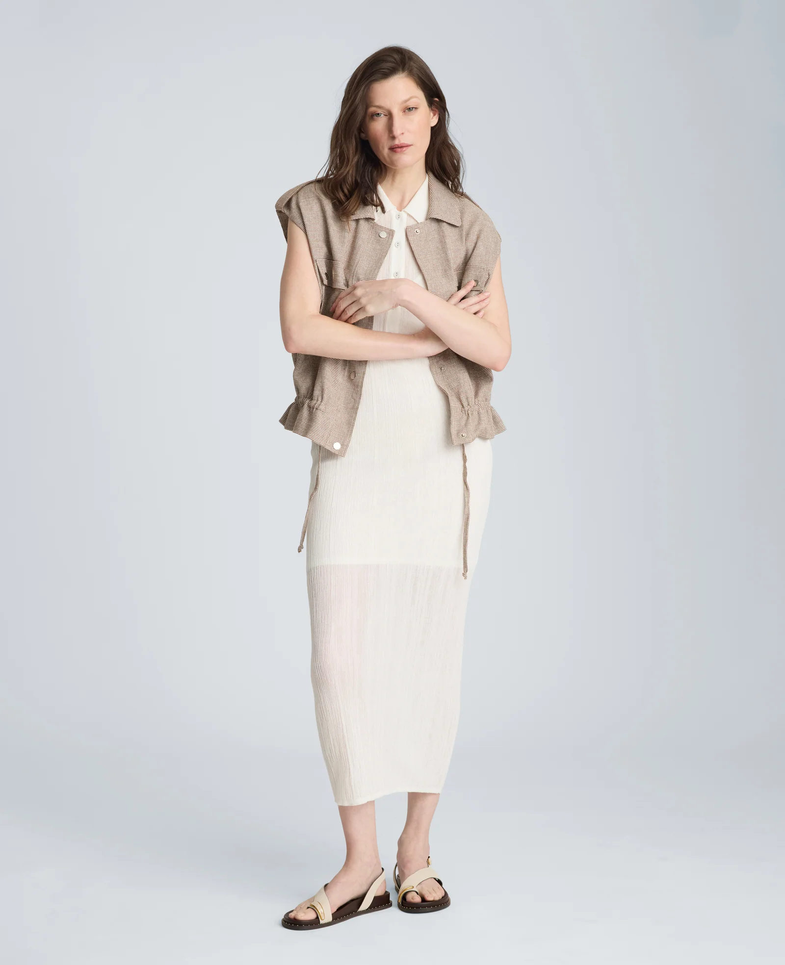 Varigated Polo Cap Sleeve Sweater Dress - Image 5
