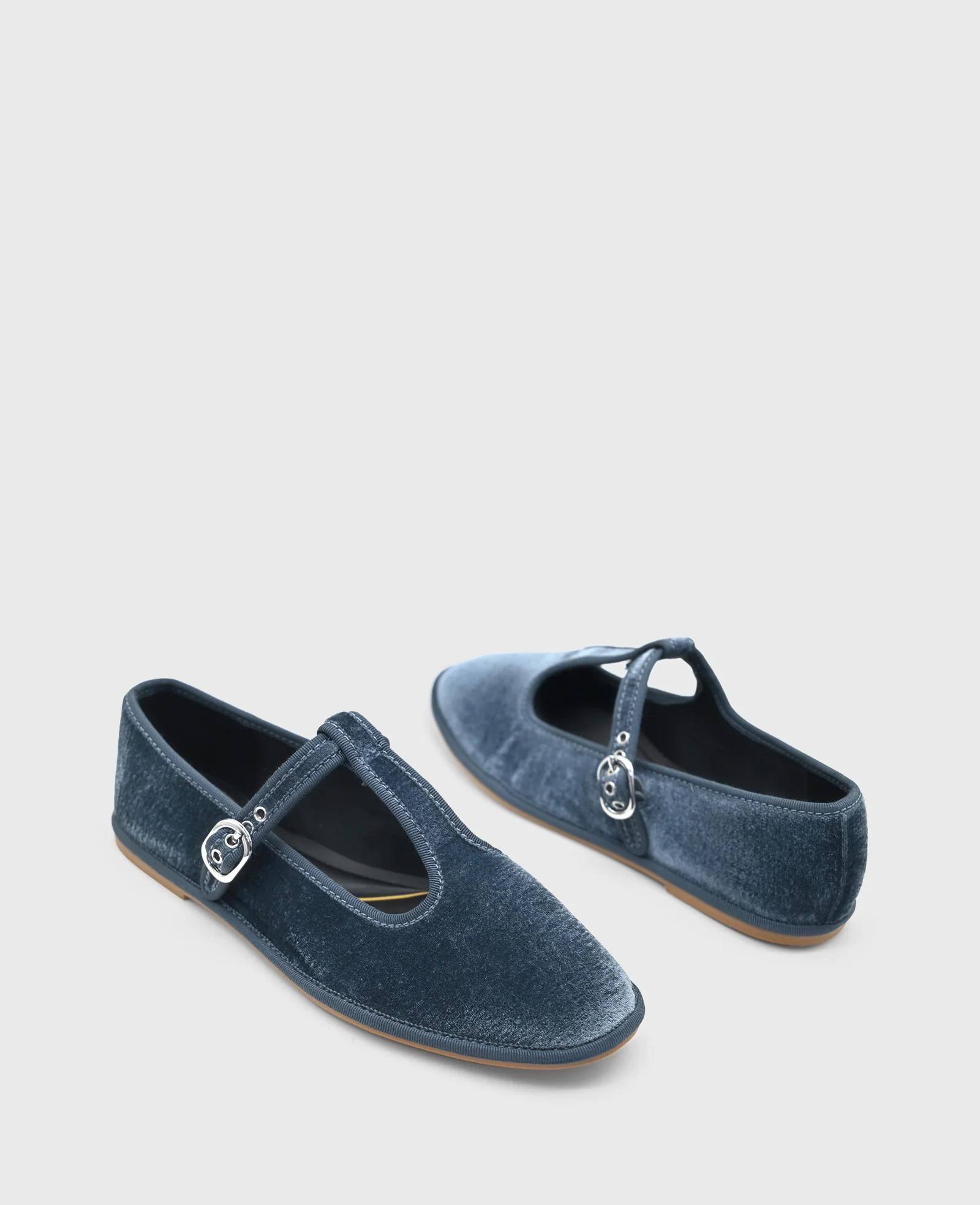 Verona Velvet T-Strap Mary Jane Flat - Image 2