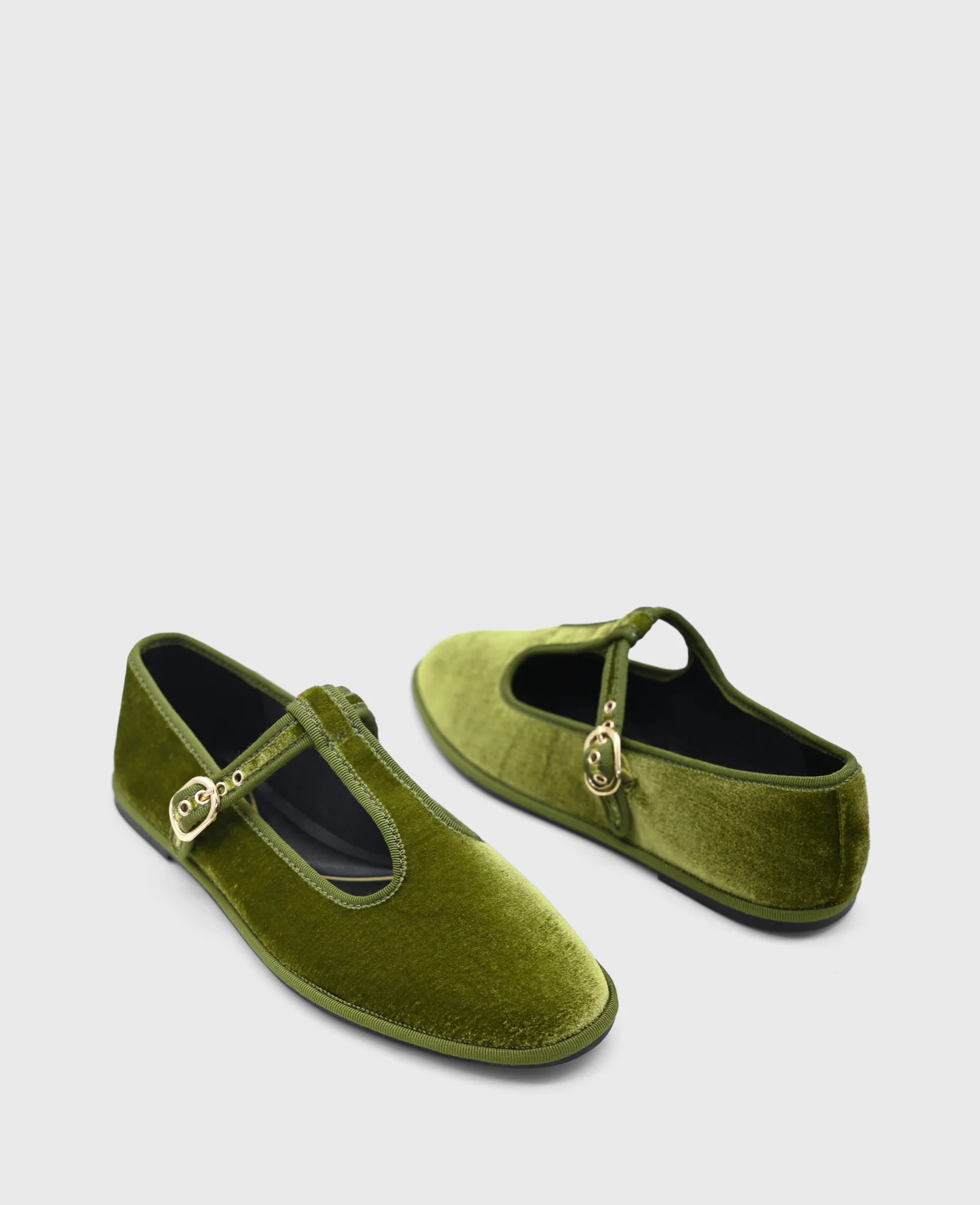 Verona Velvet T-Strap Mary Jane Flat - Image 2