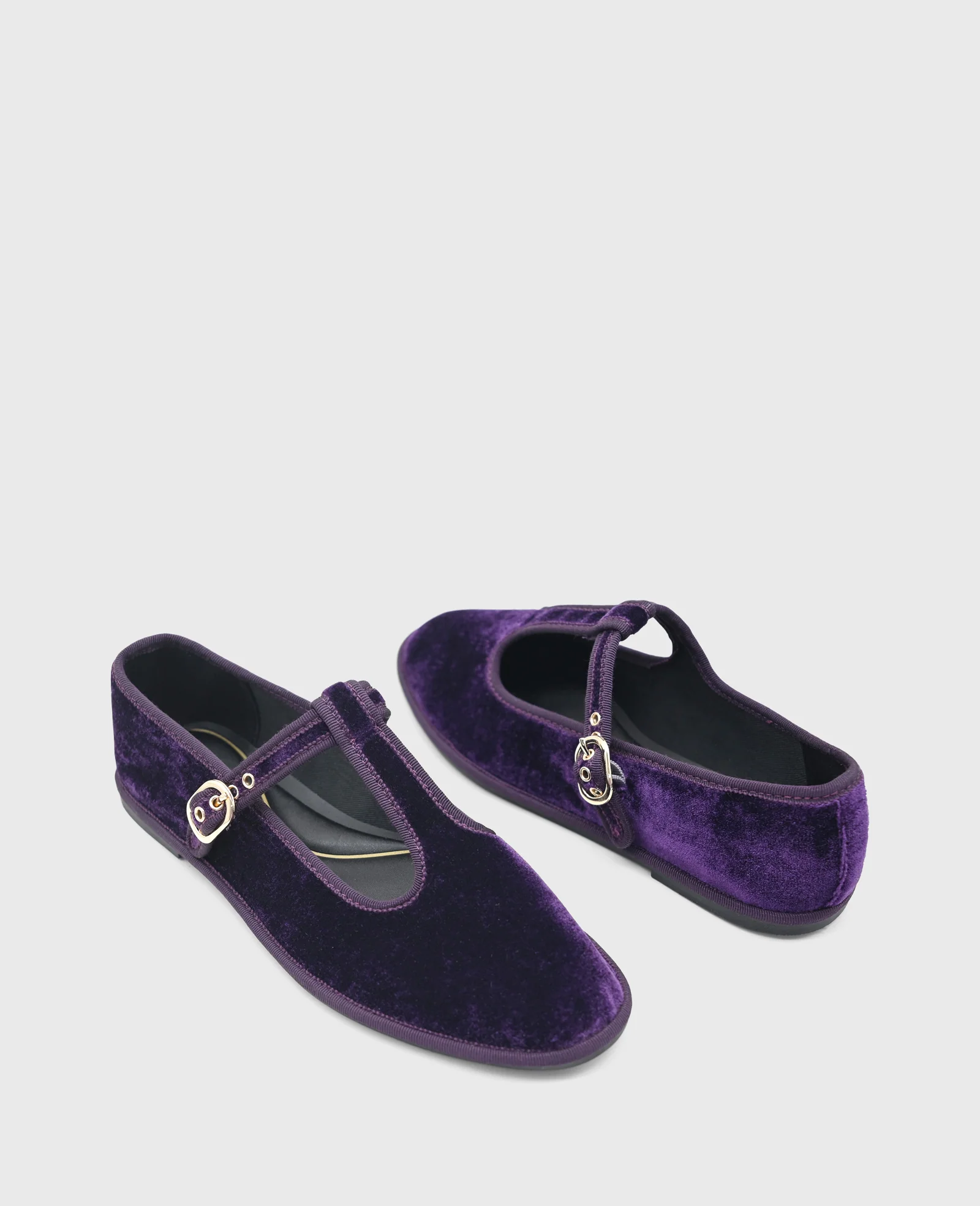 Verona Velvet T-Strap Mary Jane Flat - Image 2