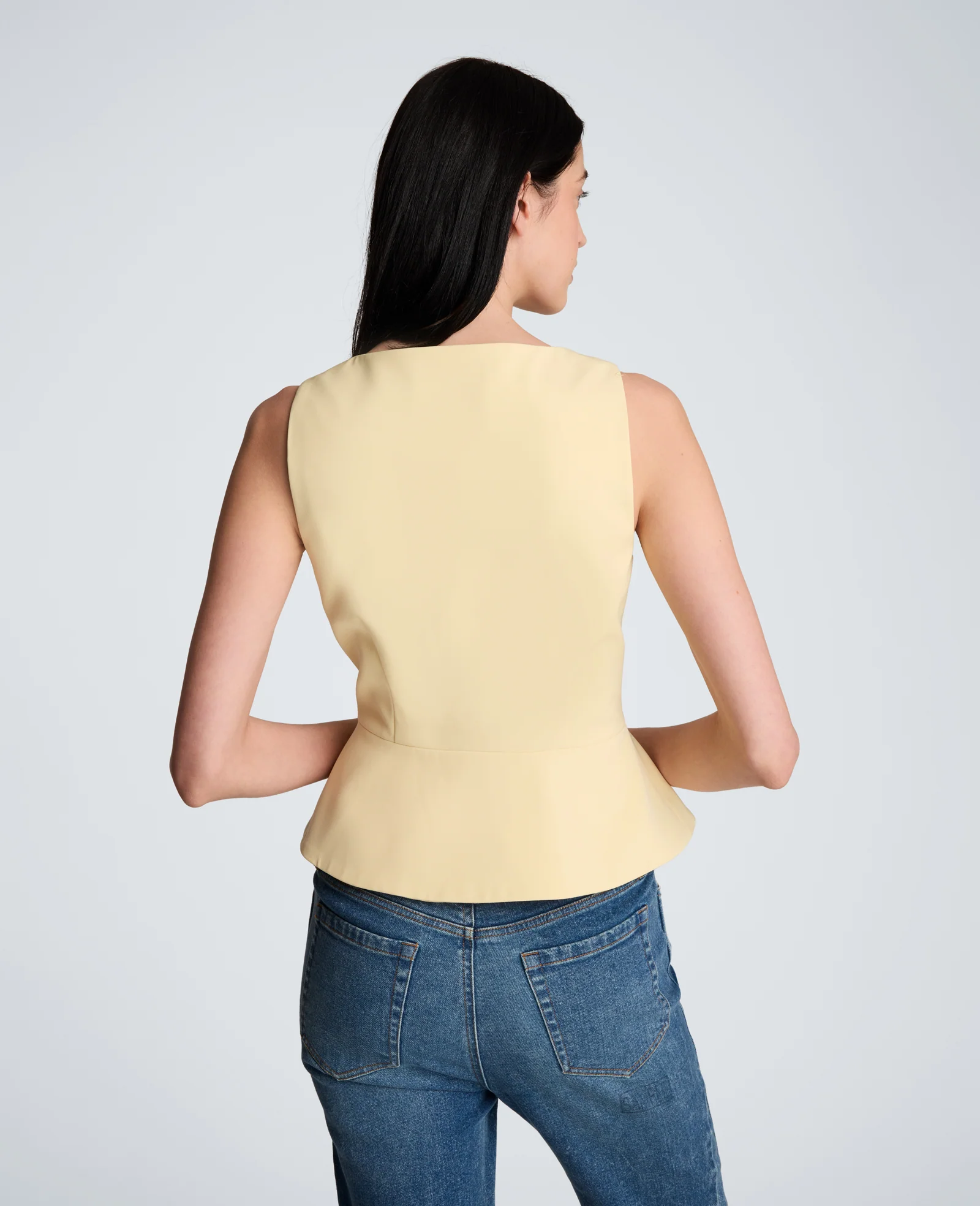 Vision Twill Four Button Curved Peplum Vest - Image 2