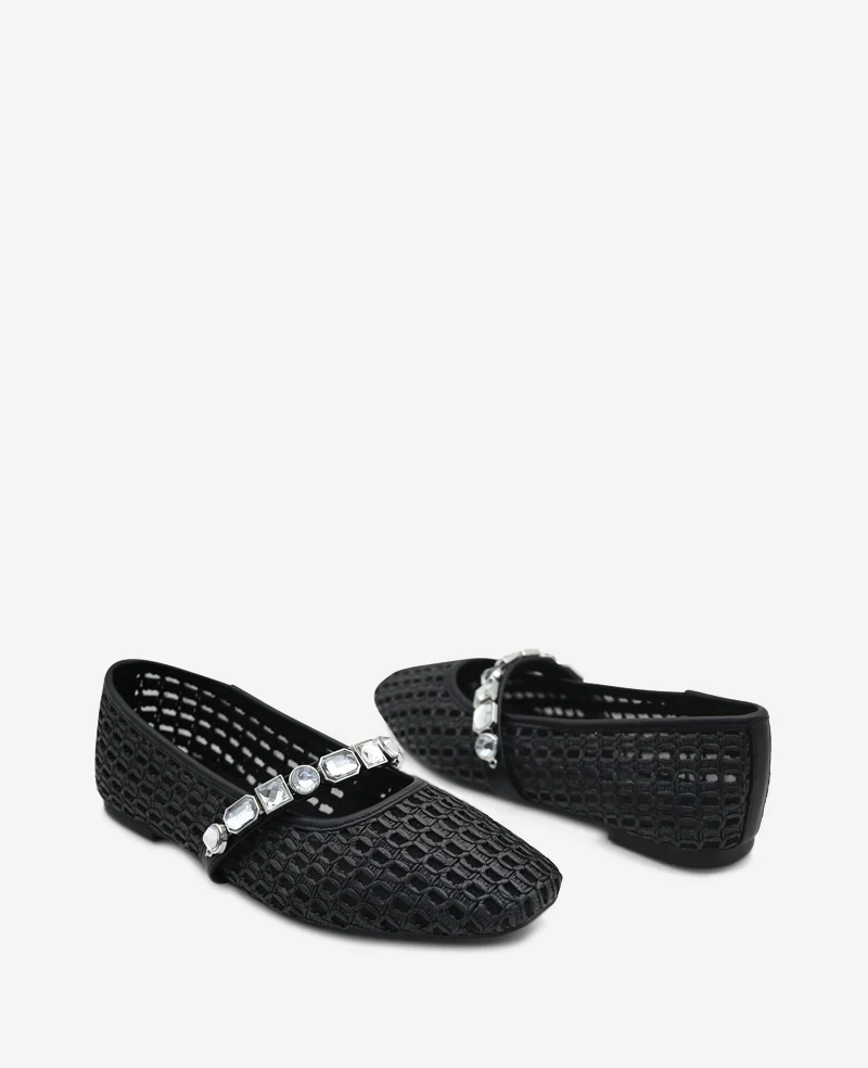 Zeta Raffia Jewel Mary Jane Flat - Image 2